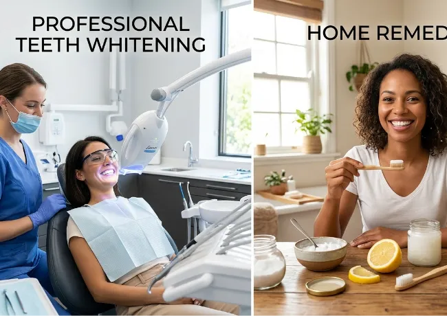 Teeth Whitening Professional Treatment vs Home Remedies